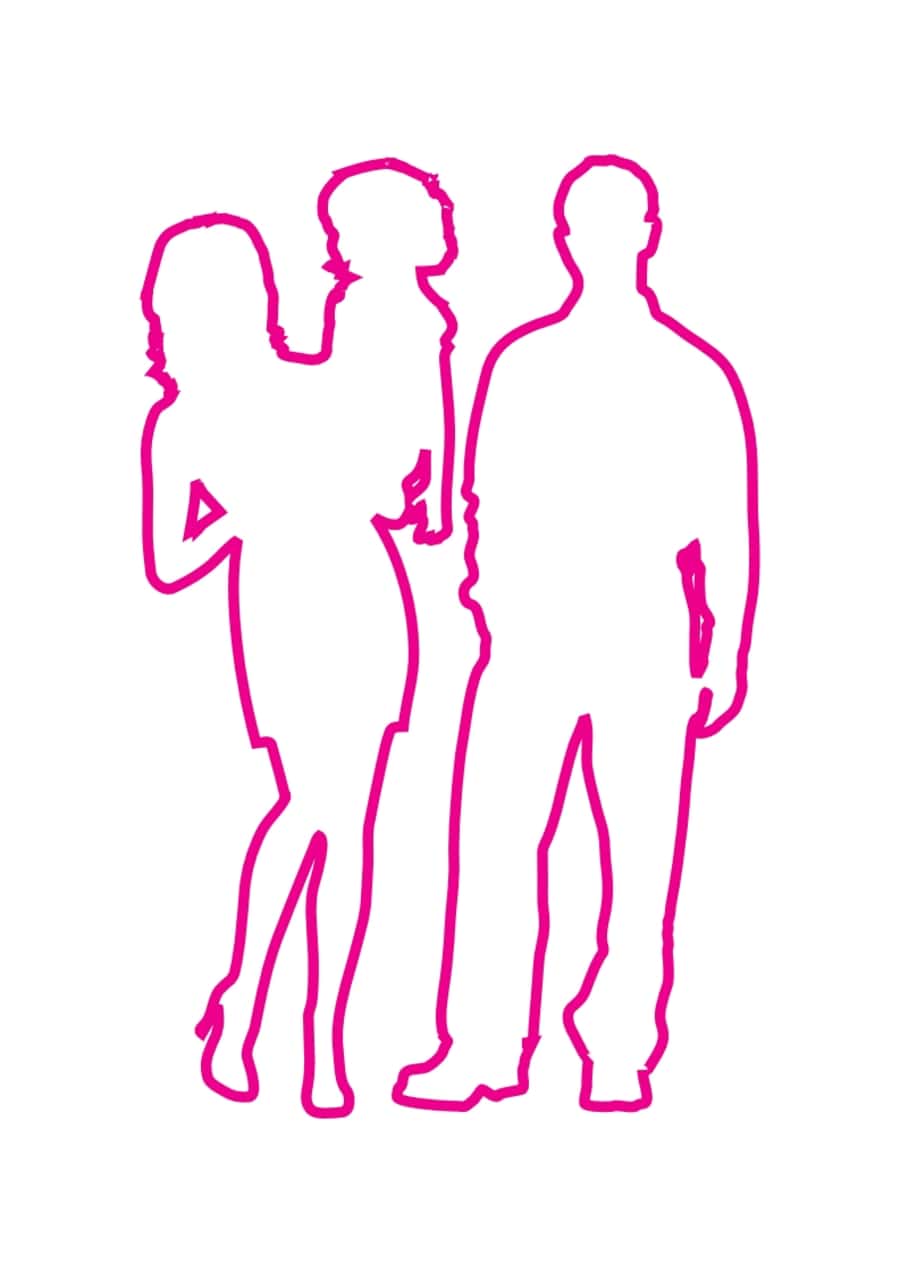 Husband Wife One Kid Family Silhouette Coloring Pages Free Vectors